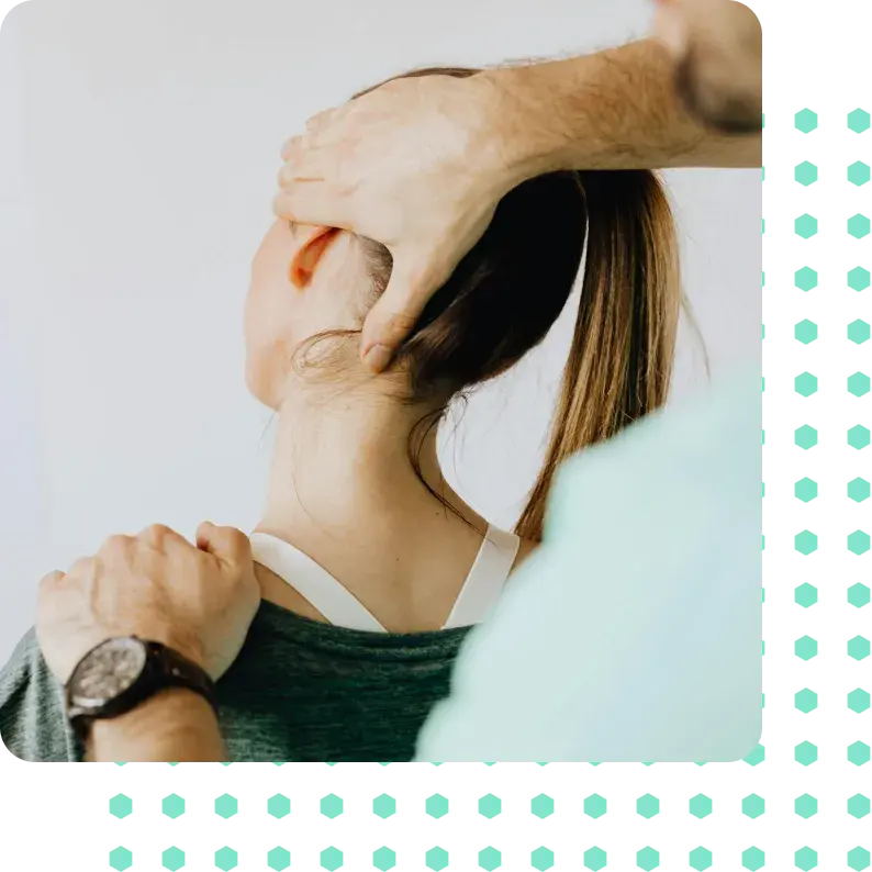 A woman having treatment on her neck.